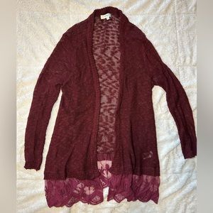 Gorgeous lace detail long cardigan size S